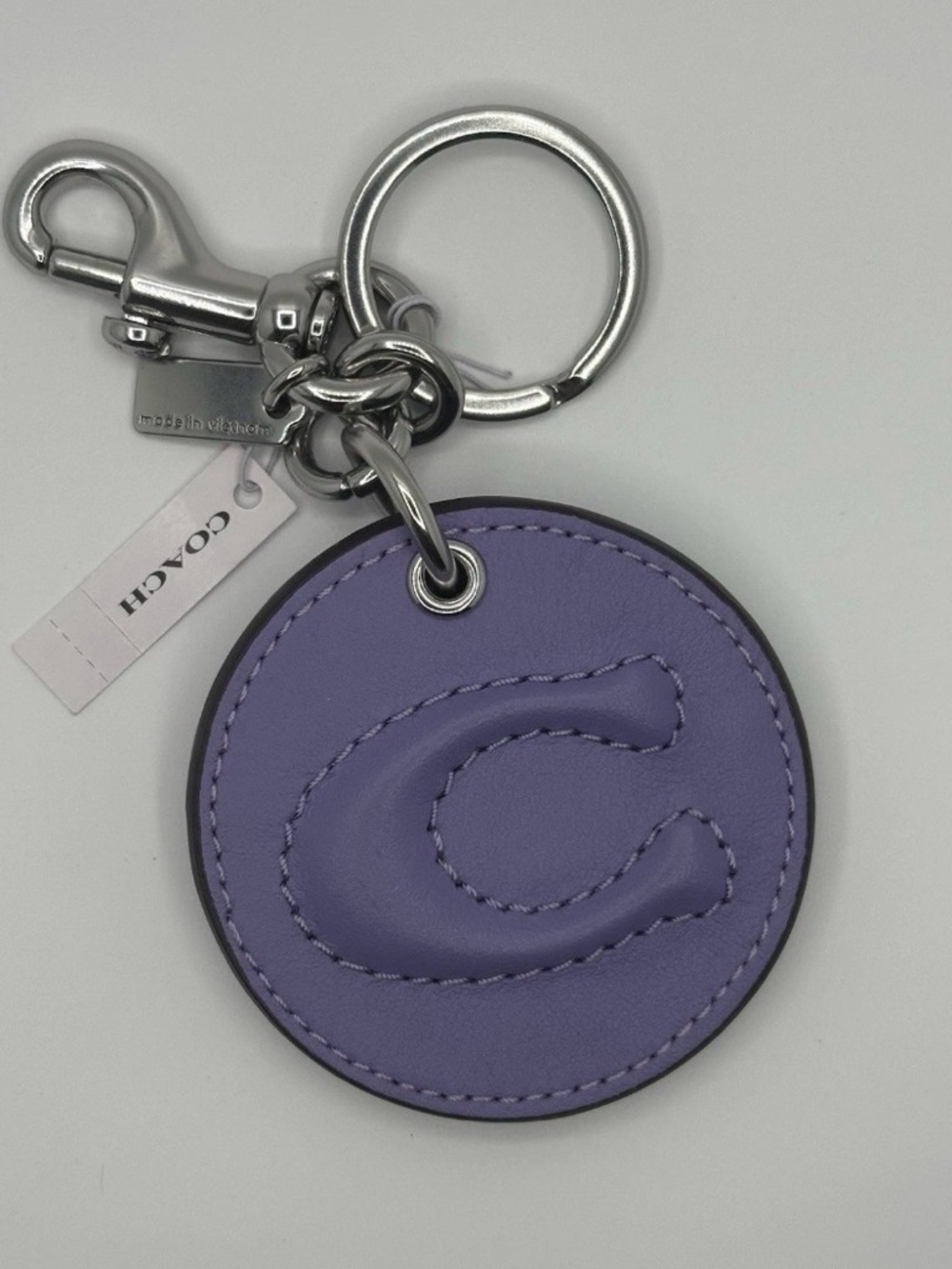 NWT COACH Mirror Bag Charm with Signature Logo Leather  2.5x2.5x0.5" CS060